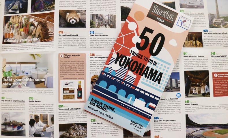 Diperbarui "50 hal untuk dilakukan di Yokohama" peta panduan publilshed dari Time Out Tokyo Magazine